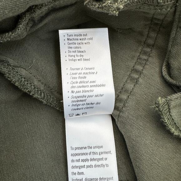 PAIGE Mayslie Twill Puff Sleeve Denim Romper Olive Green Utility NEW Size 4 - Picture 13 of 15